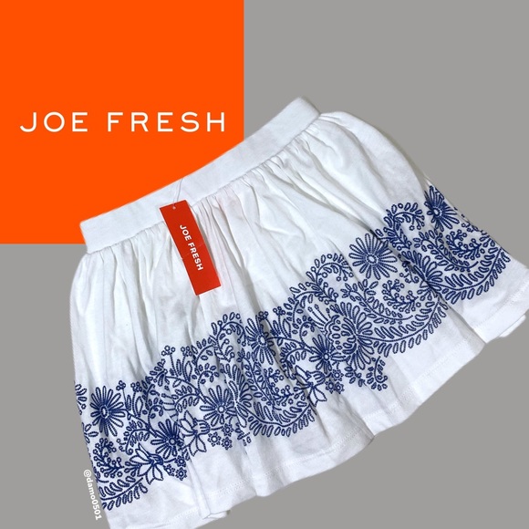NWT Joe Fresh Girls White Skirt With Blue Hem - Picture 1 of 6